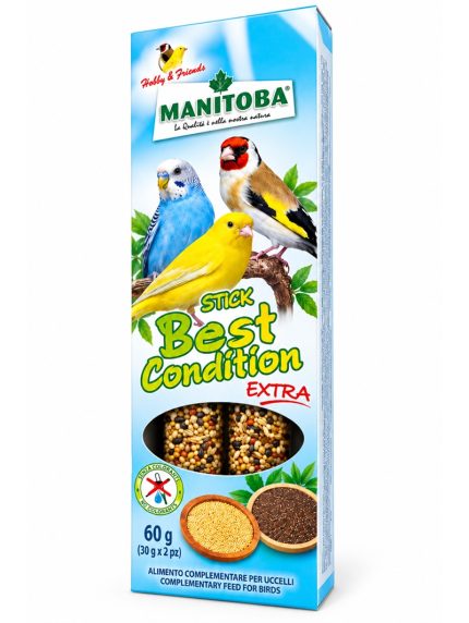 Manitoba Stick Best Condition Extra – Bâtonnets de Graines pour Oiseaux 60 g (2 × 30 g)